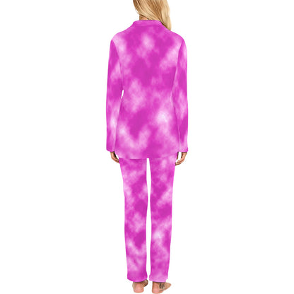 Tie Dye Pink Design Print Women's Long Pajama Set