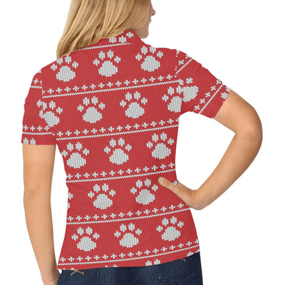 Knit Paw Pattern Print Design 03 Women's Polo Shirt