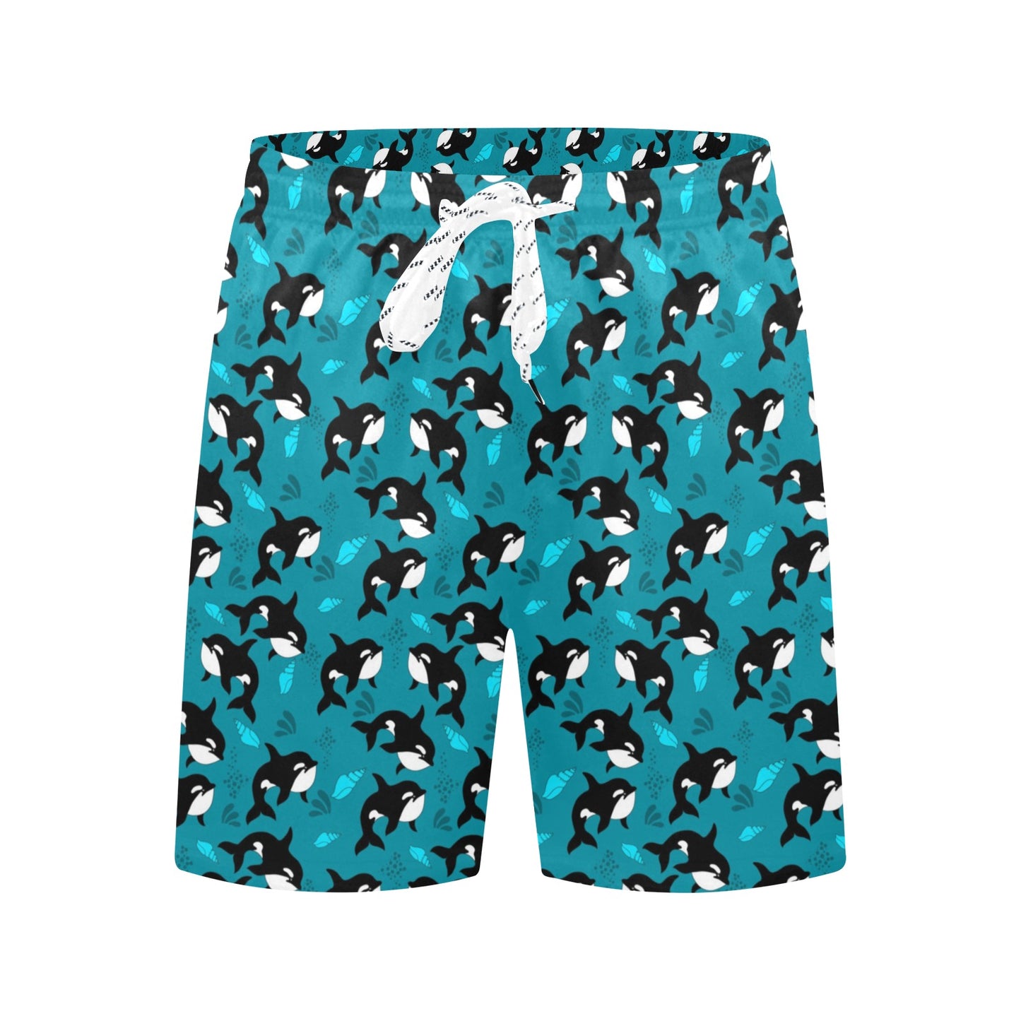 Whale Sea Design Themed Print Men's Swim Trunks Beach Shorts