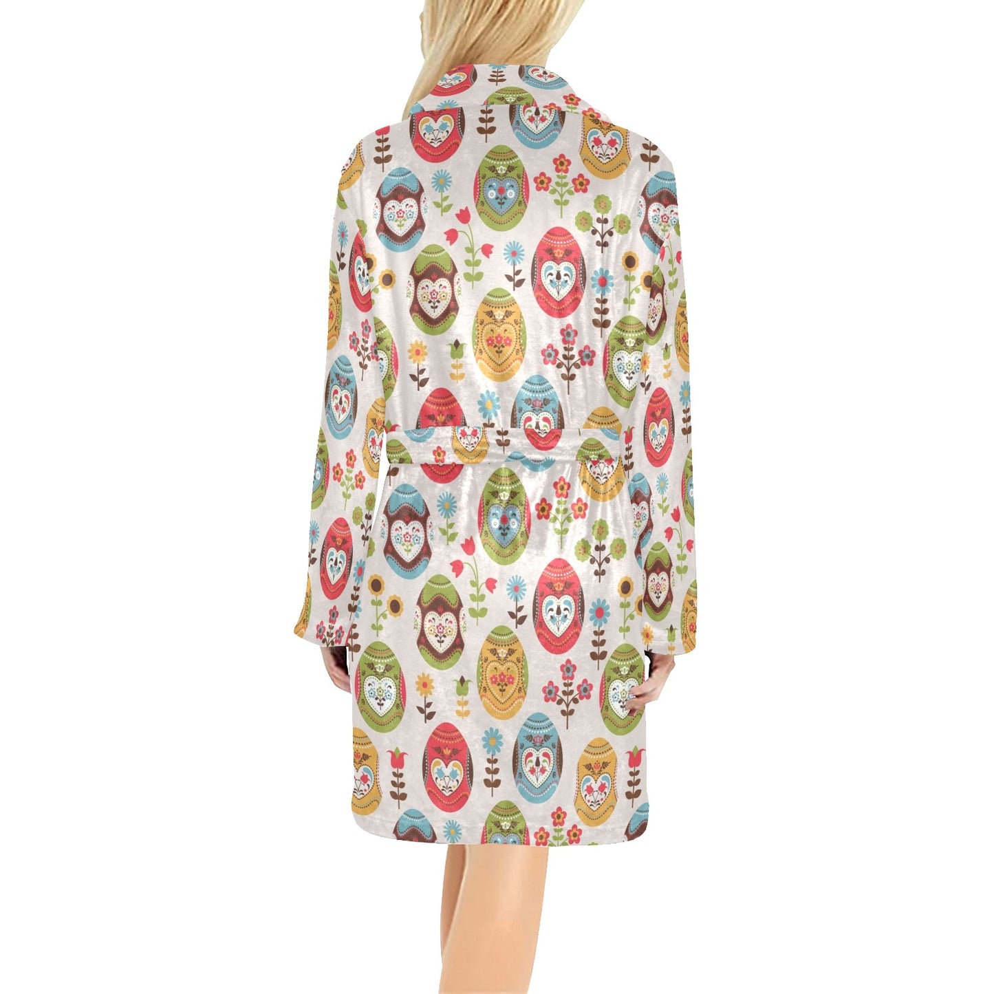 Easter Eggs Pattern Print Design RB011 Women's Fleece Robe