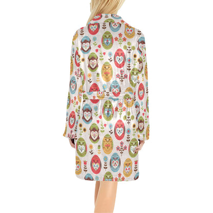 Easter Eggs Pattern Print Design RB011 Women's Fleece Robe