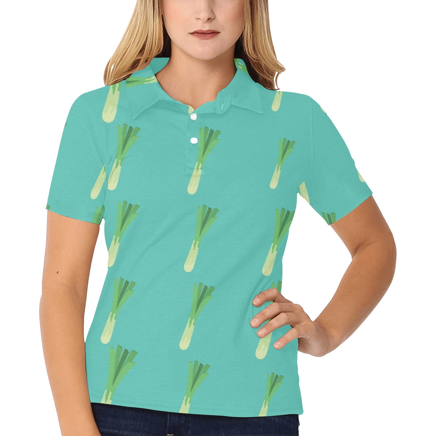 Leek Pattern Print Design 01 Women's Polo Shirt