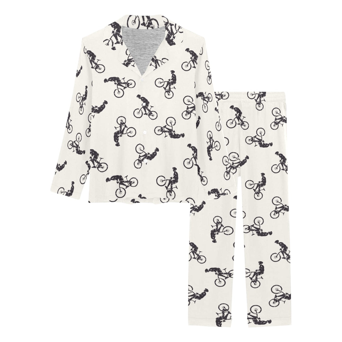 Mountain bike Pattern Print Design 01 Women's Long Pajama Set
