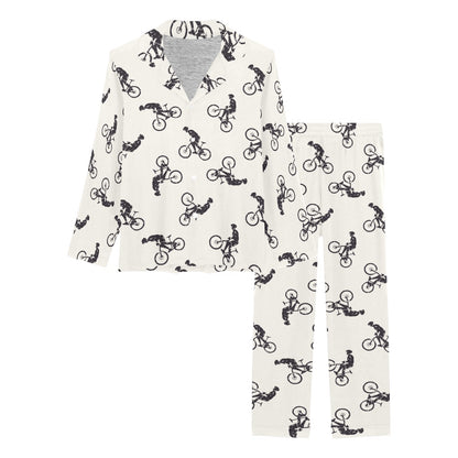 Mountain bike Pattern Print Design 01 Women's Long Pajama Set