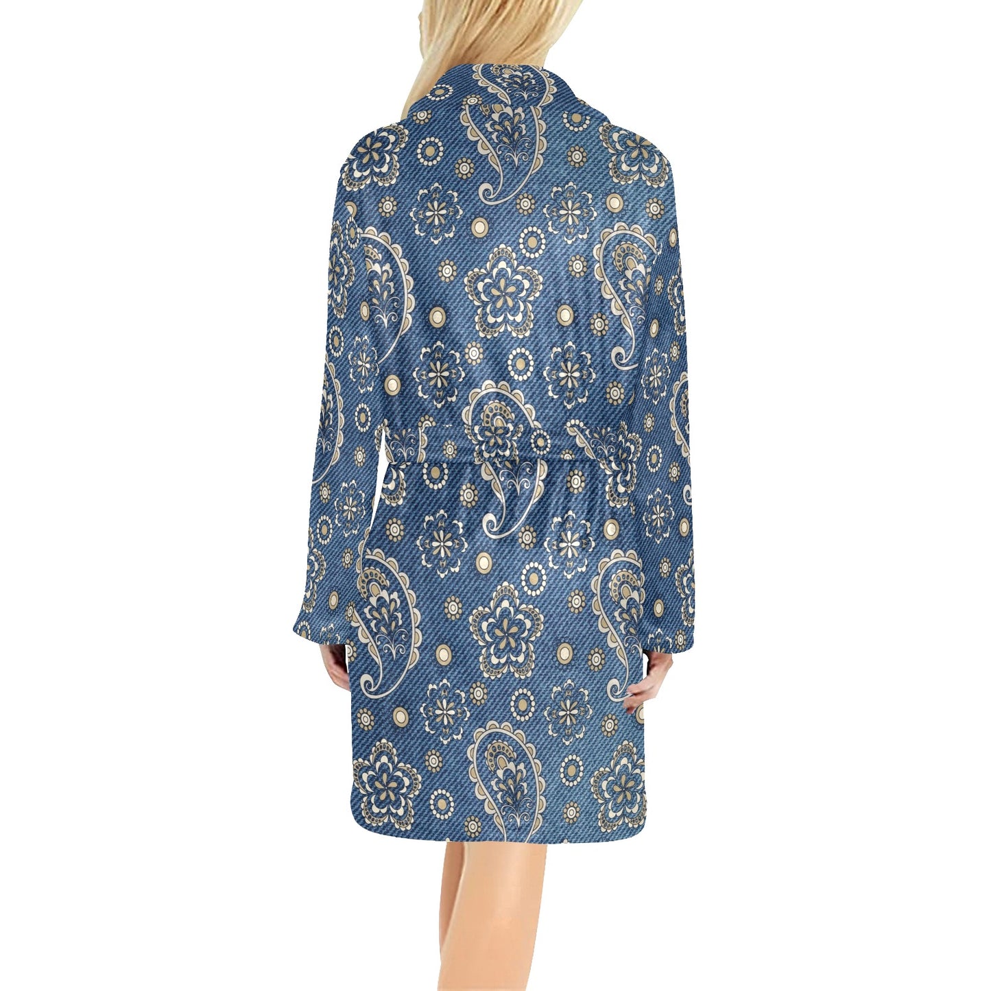 Jean Paisley Pattern Print Design 01 Women's Fleece Robe