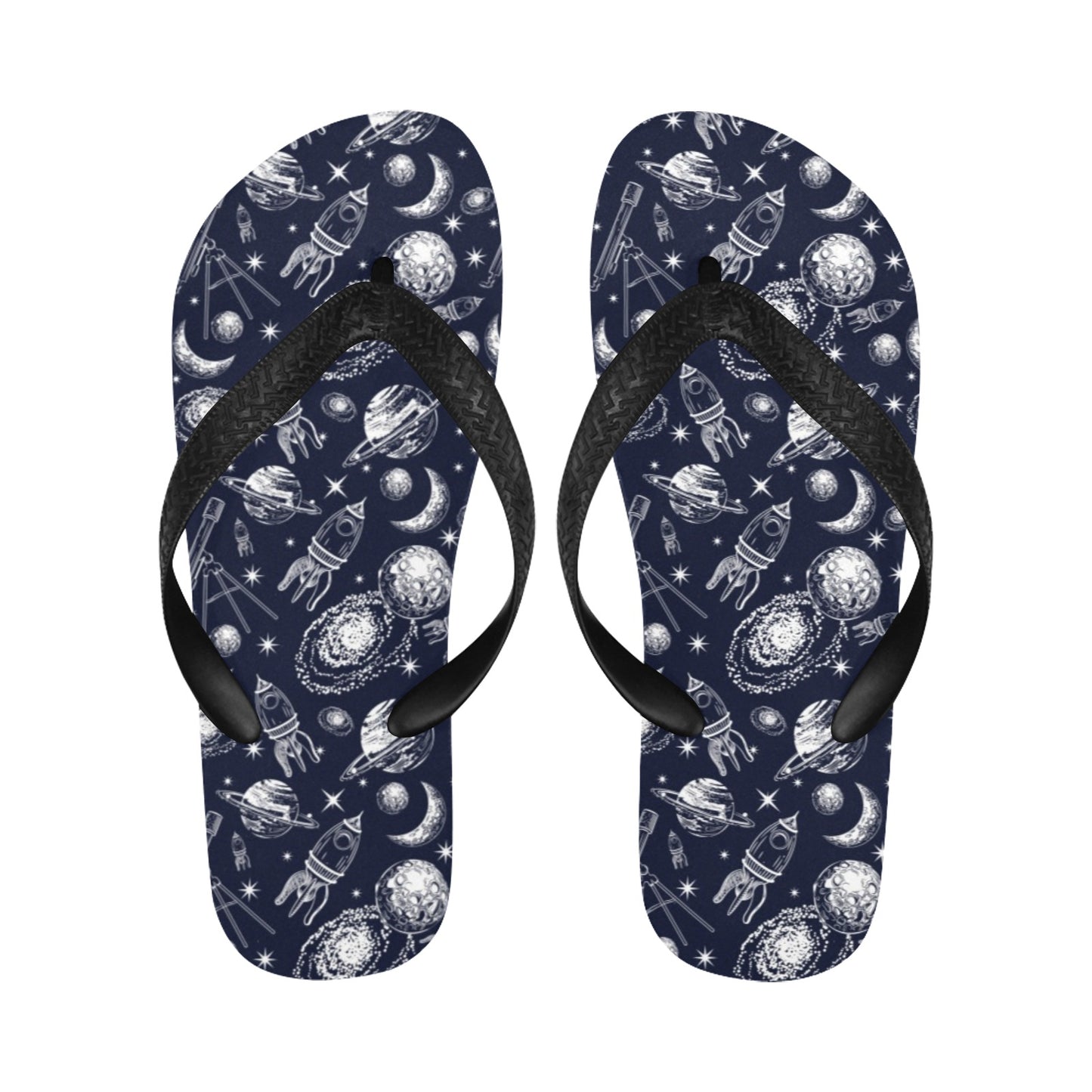 Space Rocket Print Design LKS301 Flip Flops