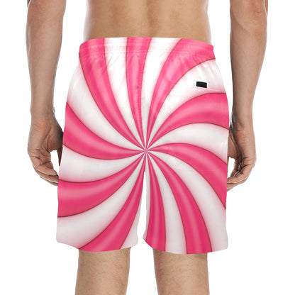 Vortex Twist Swirl Candy Print Men's Swim Trunks Beach Shorts