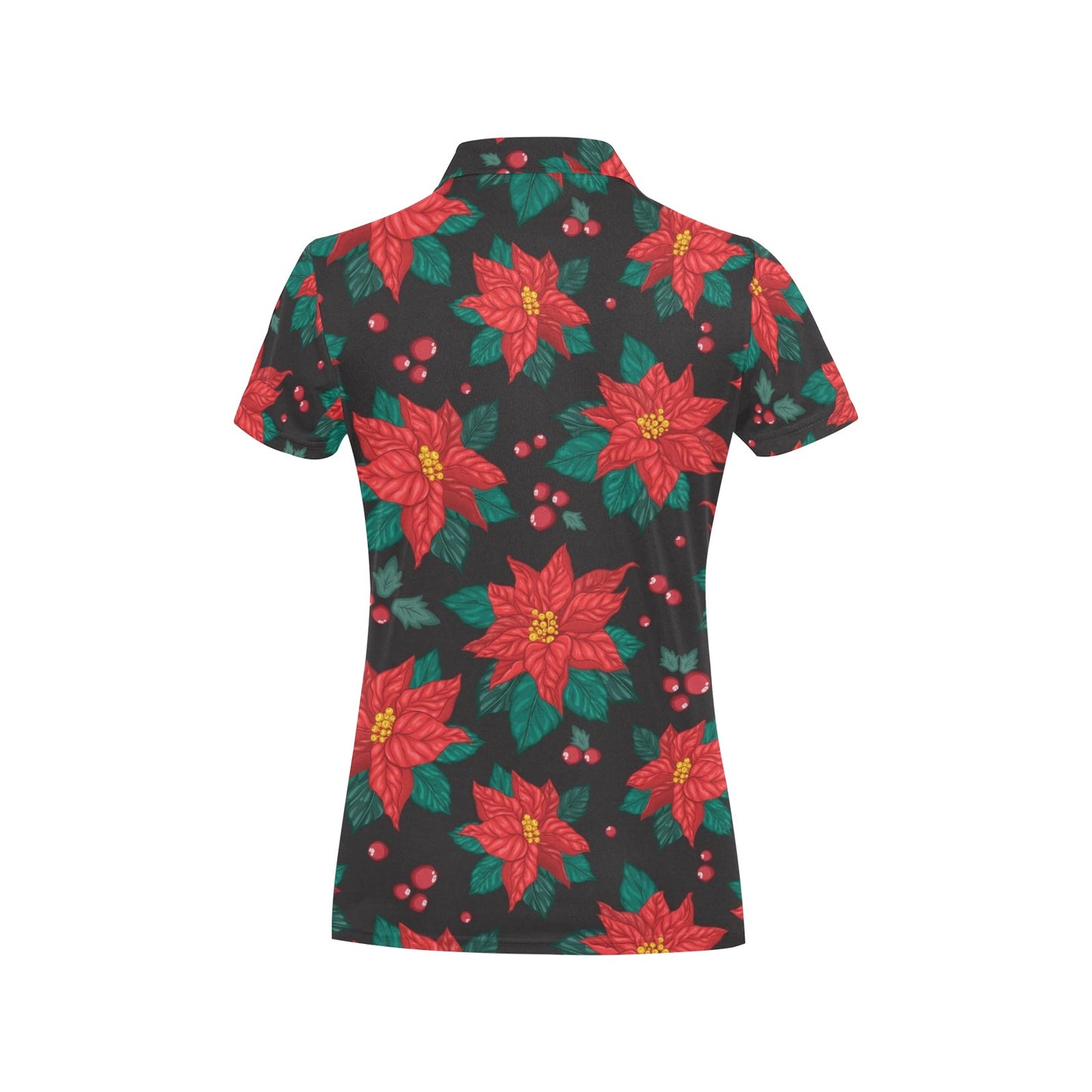 Poinsettia Pattern Print Design POT07 Women's Polo Shirt