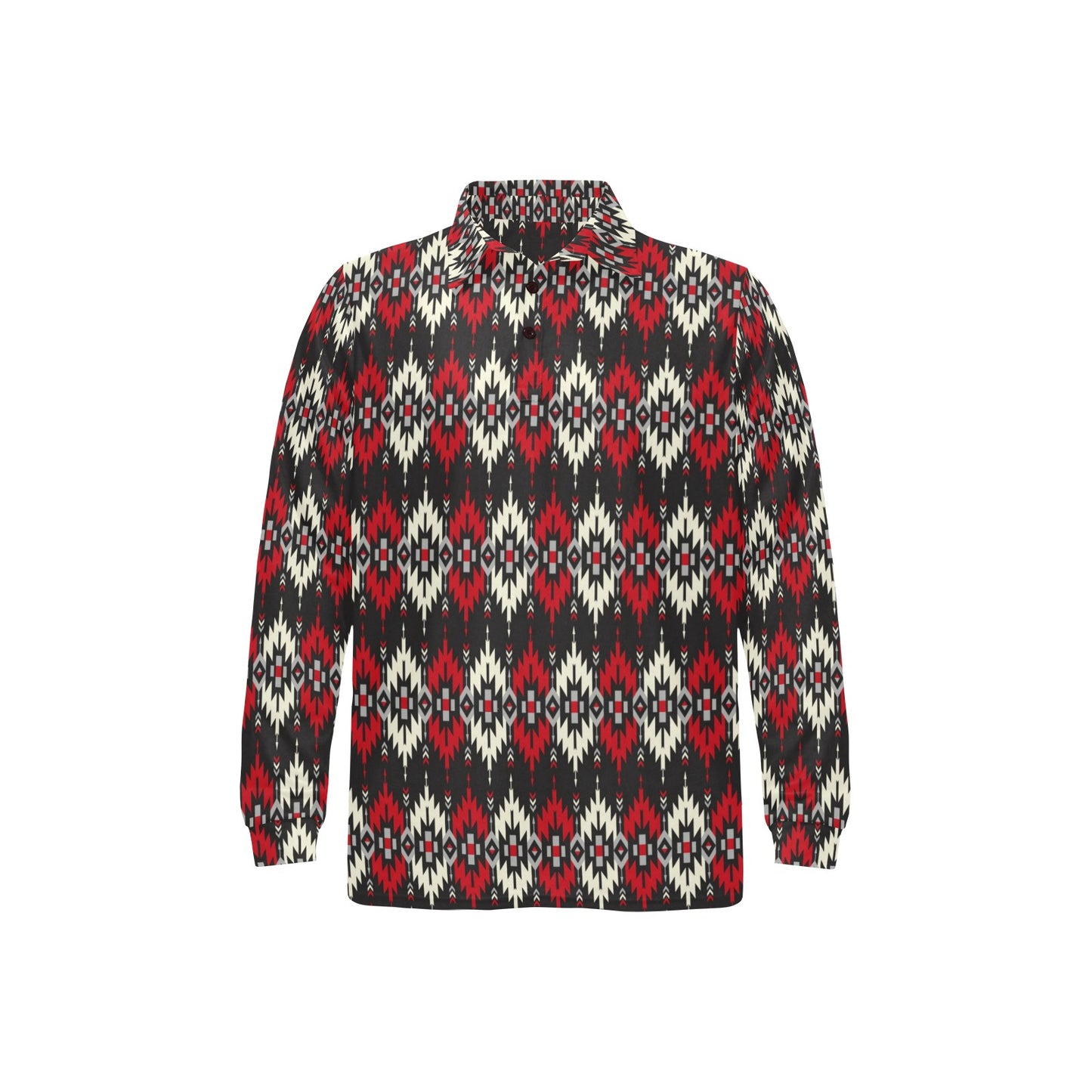 Southwestern Pattern Long Sleeve Polo Shirt For Men's