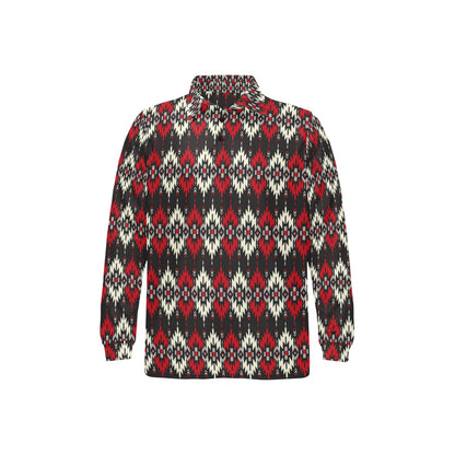 Southwestern Pattern Long Sleeve Polo Shirt For Men's