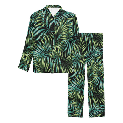 Tropical Flower Pattern Print Design TF08 Men's Long Pajama Set