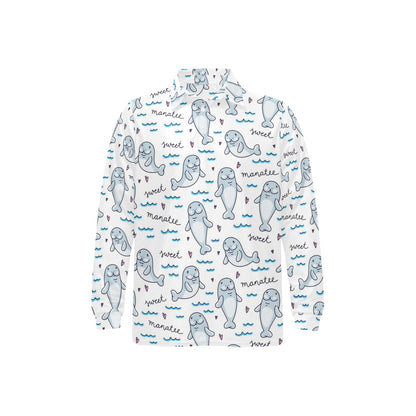Manatee Baby Pattern Print Design 03 Long Sleeve Polo Shirt For Men's