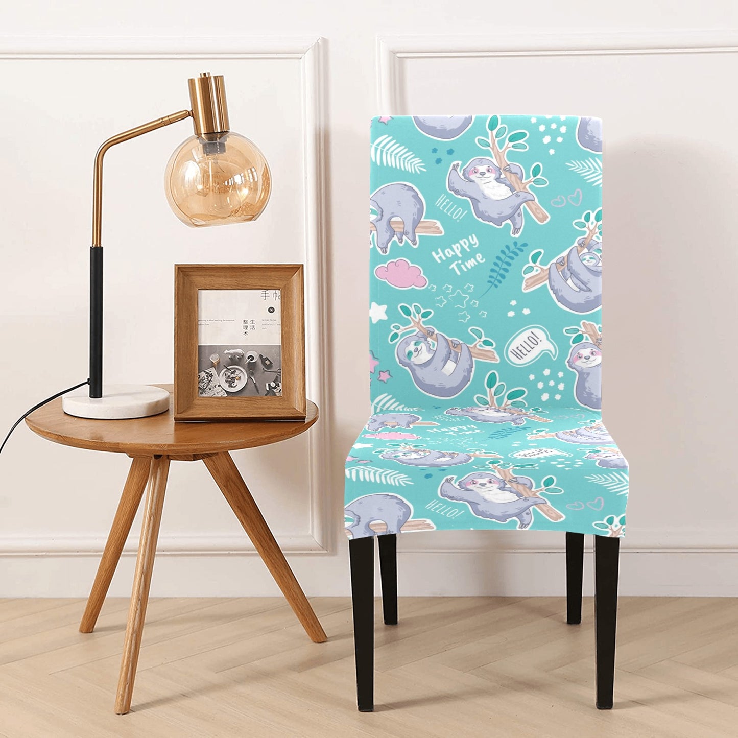 Sloth Print Design LKS309 Dining Chair Slipcover