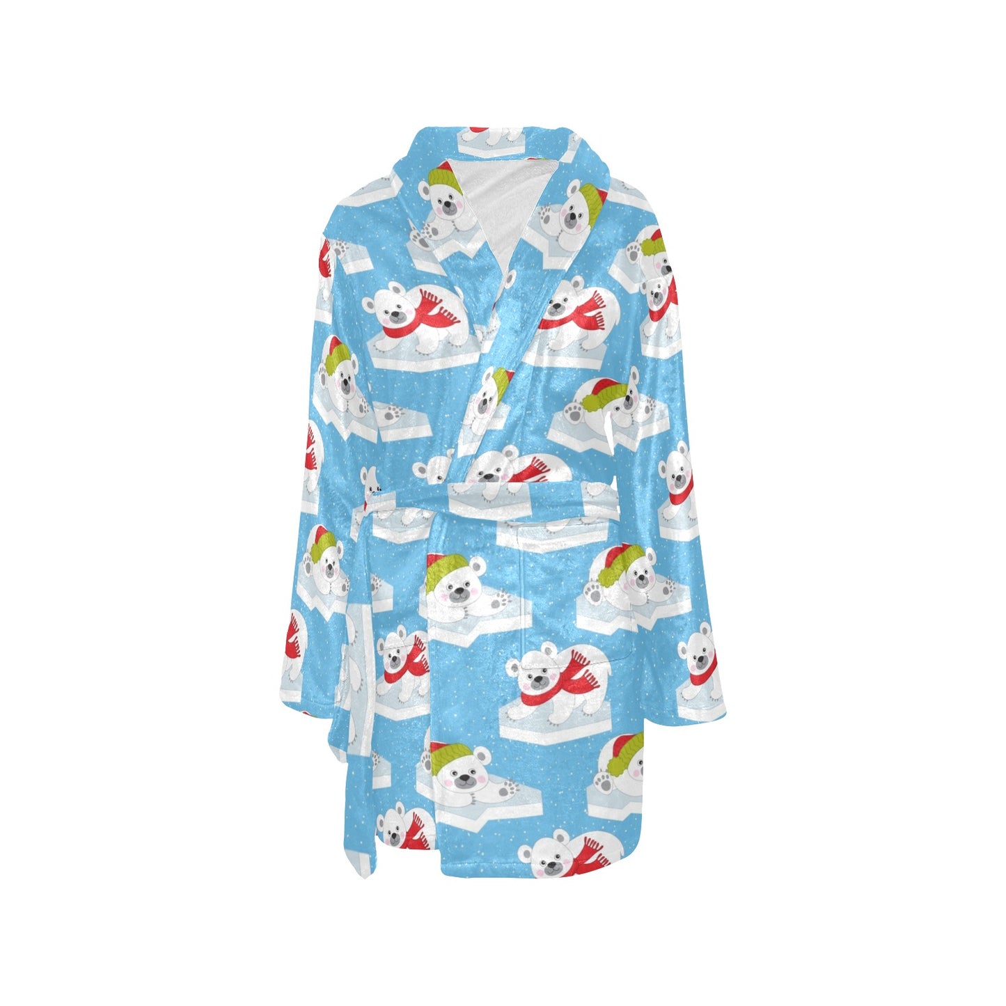 Polar Bear Pattern Print Design PB06 Women's Fleece Robe