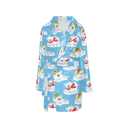Polar Bear Pattern Print Design PB06 Women's Fleece Robe