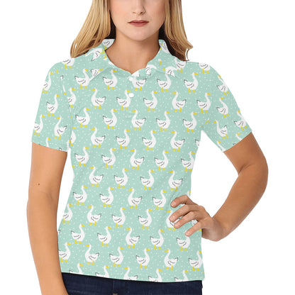 Goose Print Design LKS404 Women's Polo Shirt