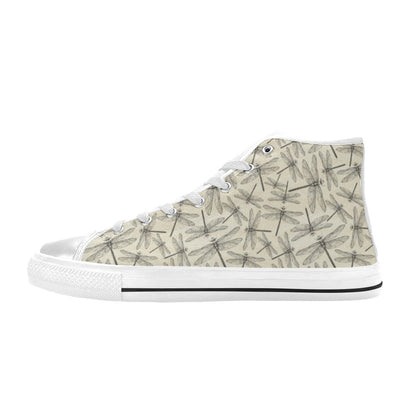 Dragonfly Print Design LKS402 Men's High Top Canvas Shoes