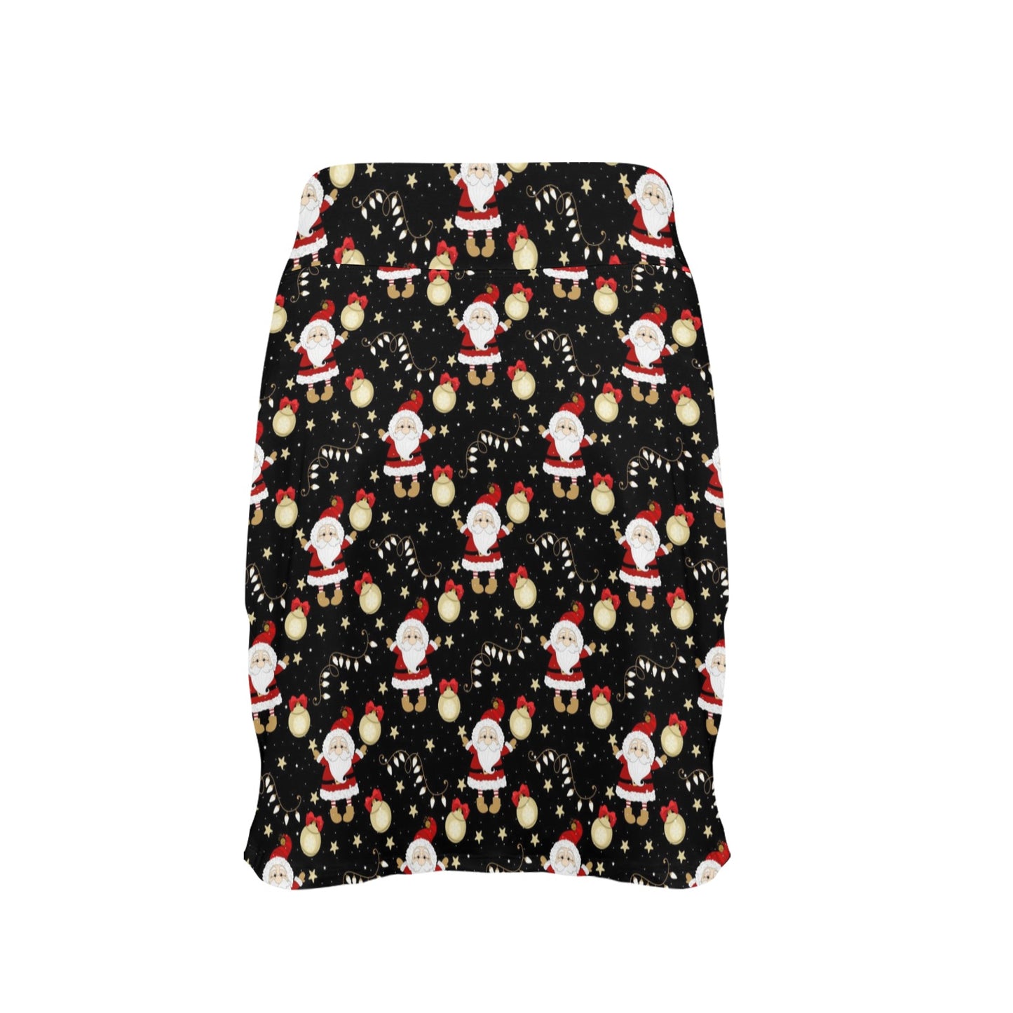 Santa Christmas Themed Print Design LKS307 Women's Golf Skirt with Pocket