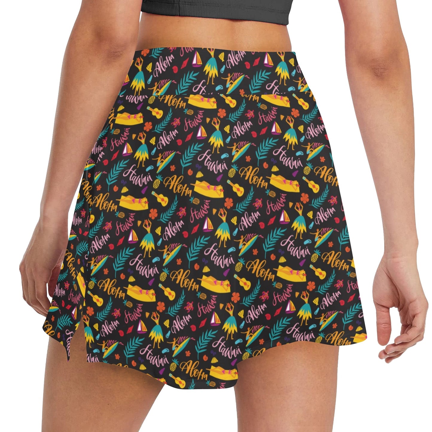 Aloha Hawaii Summer Design Themed Print 17" Golf & Pickleball Skort with Pockets
