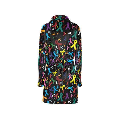 Cancer Awareness Pattern Print Design 03 Women's Fleece Robe