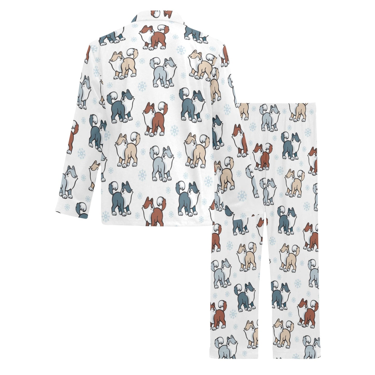 Alaskan Malamute Pattern Print Design 02 Men's Long Pajama Set