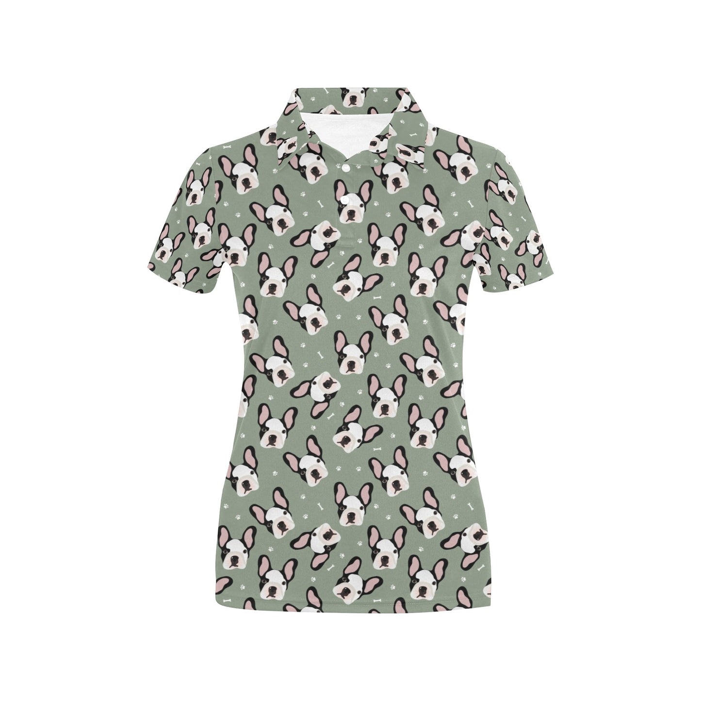 Boston Terrier Pattern Print Design 05 Women's Polo Shirt