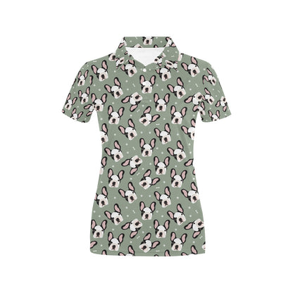 Boston Terrier Pattern Print Design 05 Women's Polo Shirt