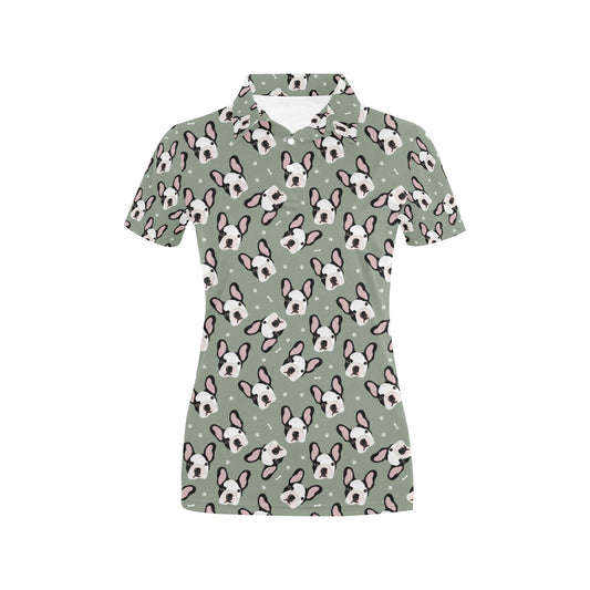 Boston Terrier Pattern Print Design 05 Women's Polo Shirt