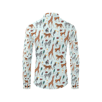 Safari Animal Print Design LKS306 Men's Long Sleeve Dress Shirt