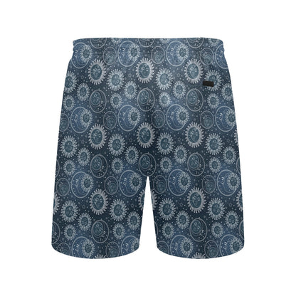 Sun Moon Tattoo Design Themed Print Men's Swim Trunks Beach Shorts