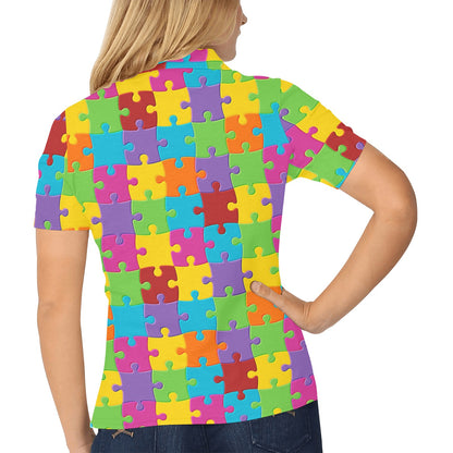 Autism Awareness Pattern Print Design 02 Women's Polo Shirt