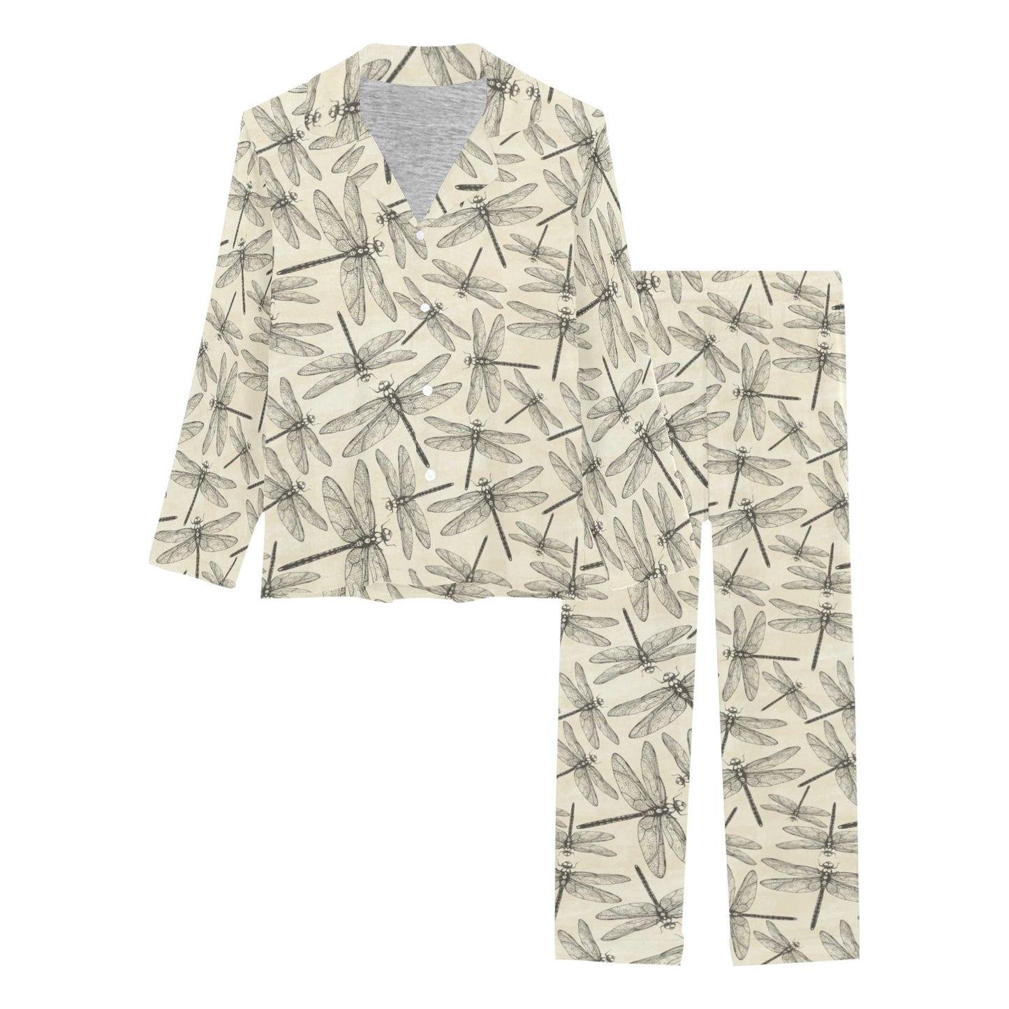 Dragonfly Print Design LKS402 Women's Long Pajama Set