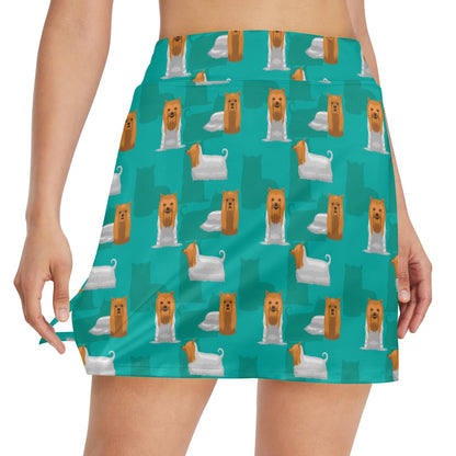 Silky Terriers Print Design LKS301 17" Golf & Pickleball Skort with Pockets