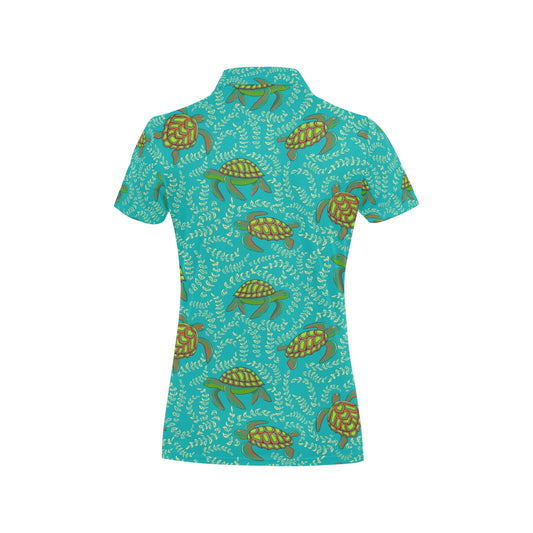 Sea Turtle Pattern Print Design T010 Women's Polo Shirt