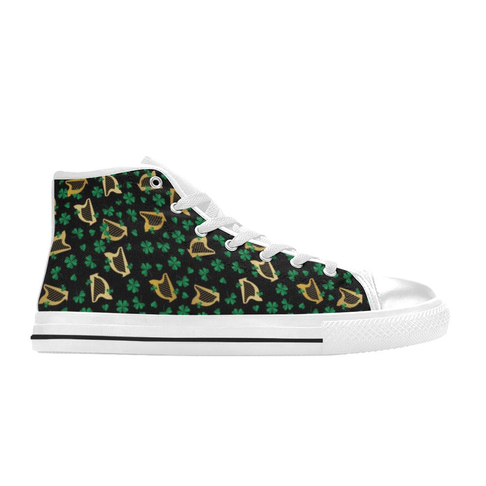 Harp Print Design LKS402 Men's High Top Canvas Shoes