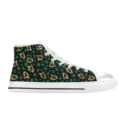 Harp Print Design LKS402 Men's High Top Canvas Shoes