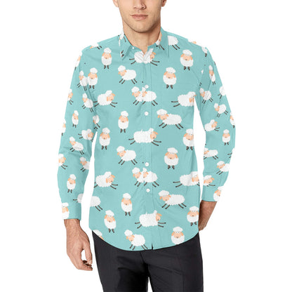 Sheep Print Design LKS406 Men's Long Sleeve Dress Shirt