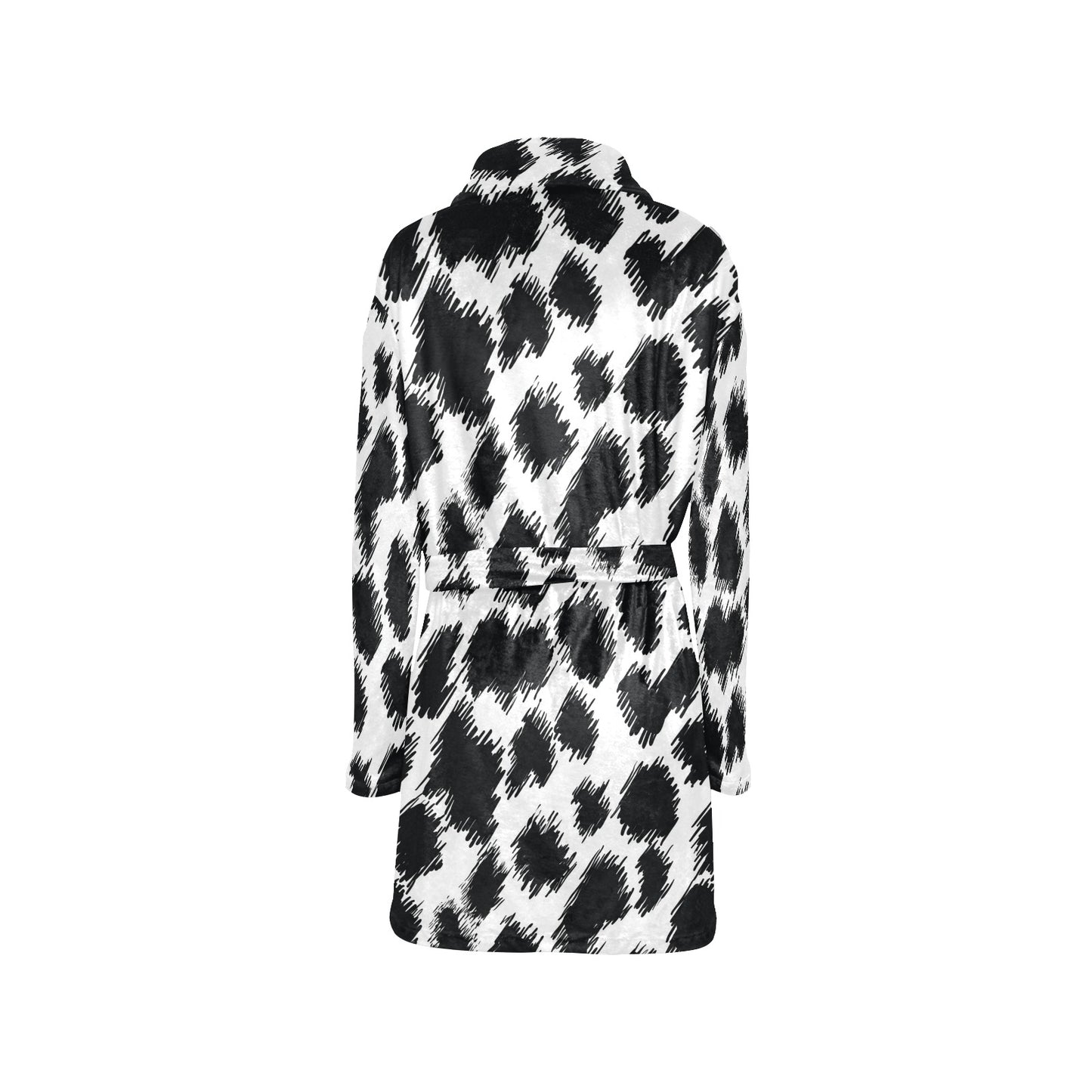 Cheetah Black Print Pattern Women's Fleece Robe