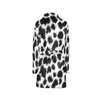 Cheetah Black Print Pattern Women's Fleece Robe