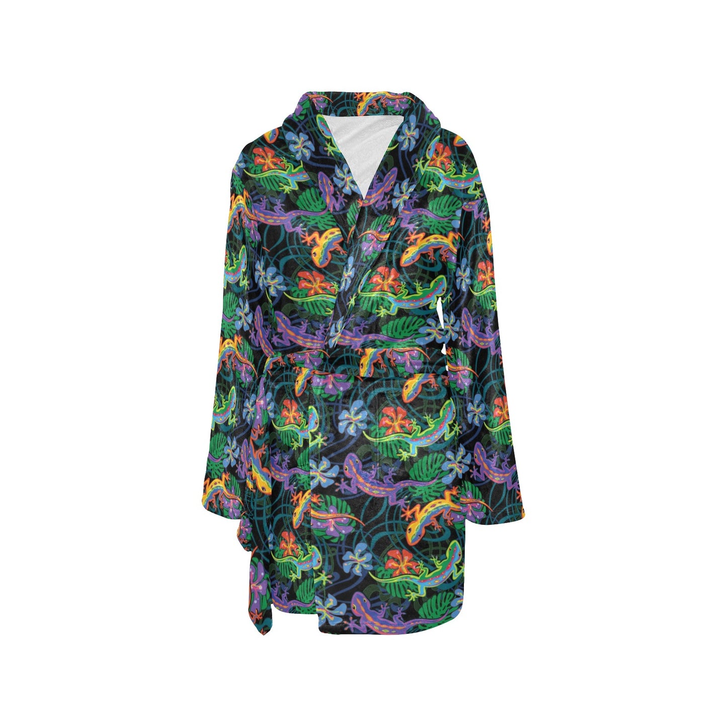 Gecko Colorful Pattern Print Design 01 Women's Fleece Robe