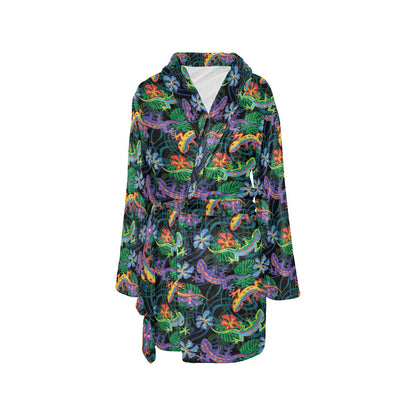 Gecko Colorful Pattern Print Design 01 Women's Fleece Robe