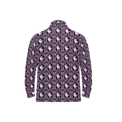 Unicorn Fantastic Flower Long Sleeve Polo Shirt For Men's