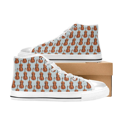 Violin Print Design LKS406 Men's High Top Canvas Shoes