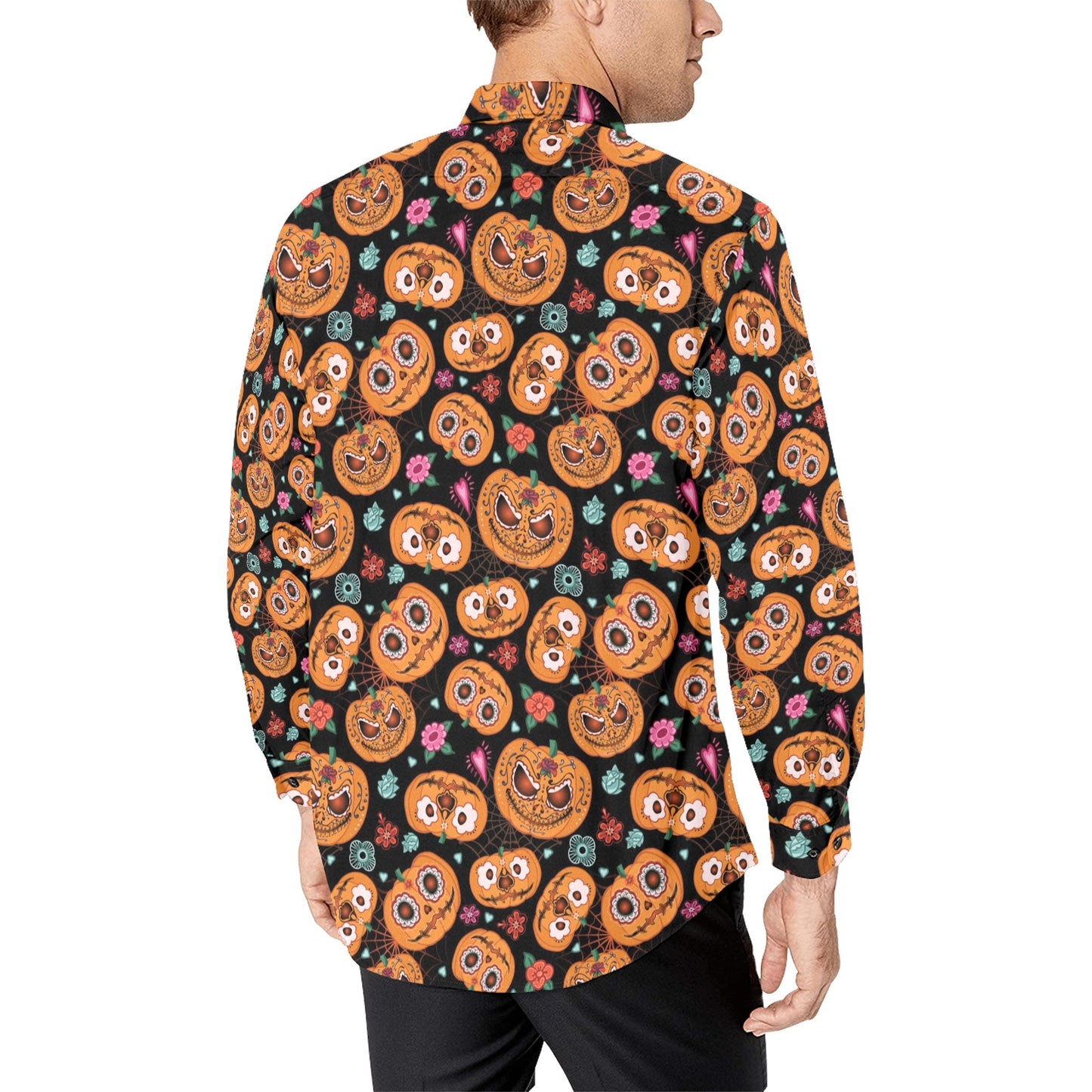 Halloween Print Design LKS402 Men's Long Sleeve Dress Shirt