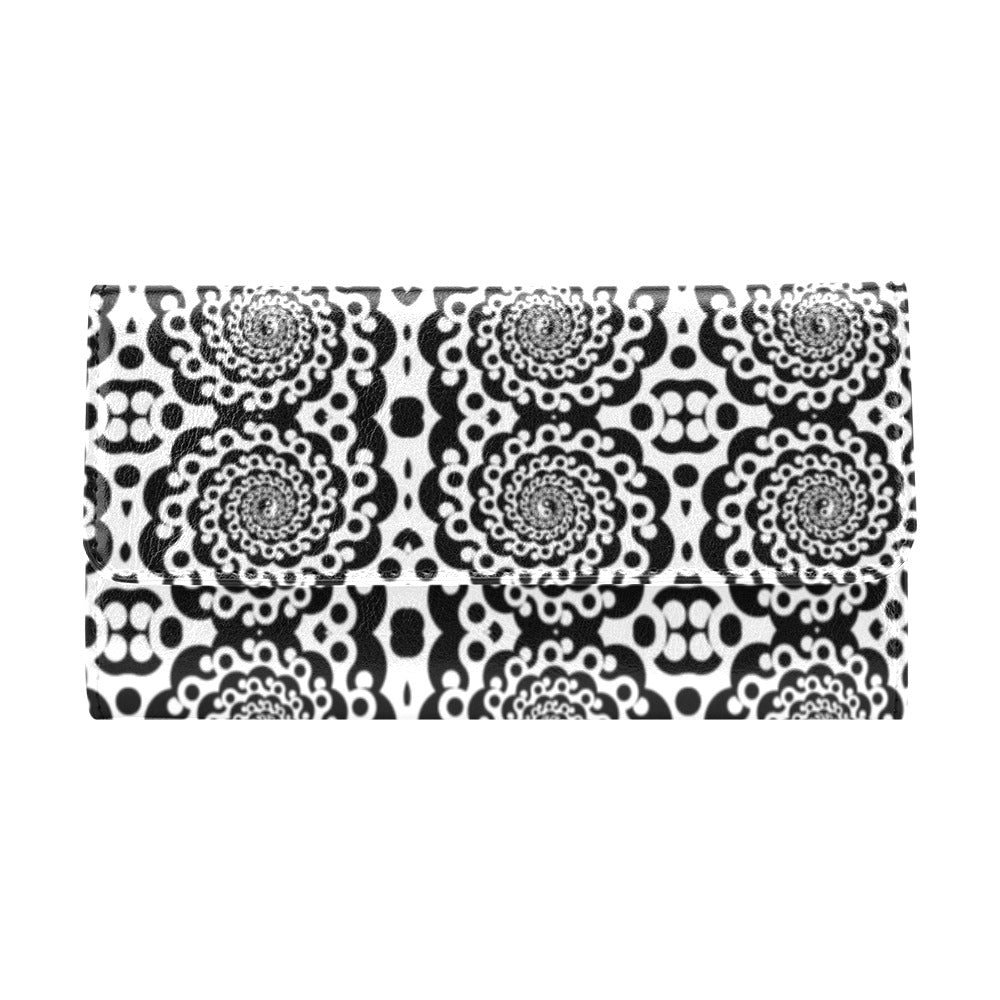 Yin Yang Spiral Design Print Women's Trifold Wallet