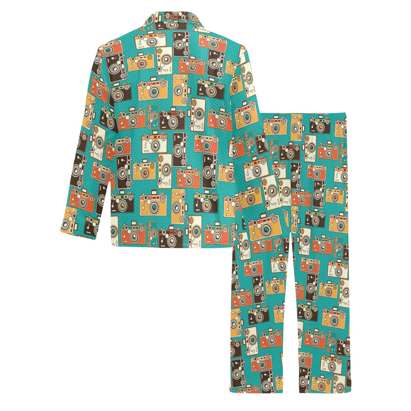 Camera Pattern Print Design 02 Men's Long Pajama Set