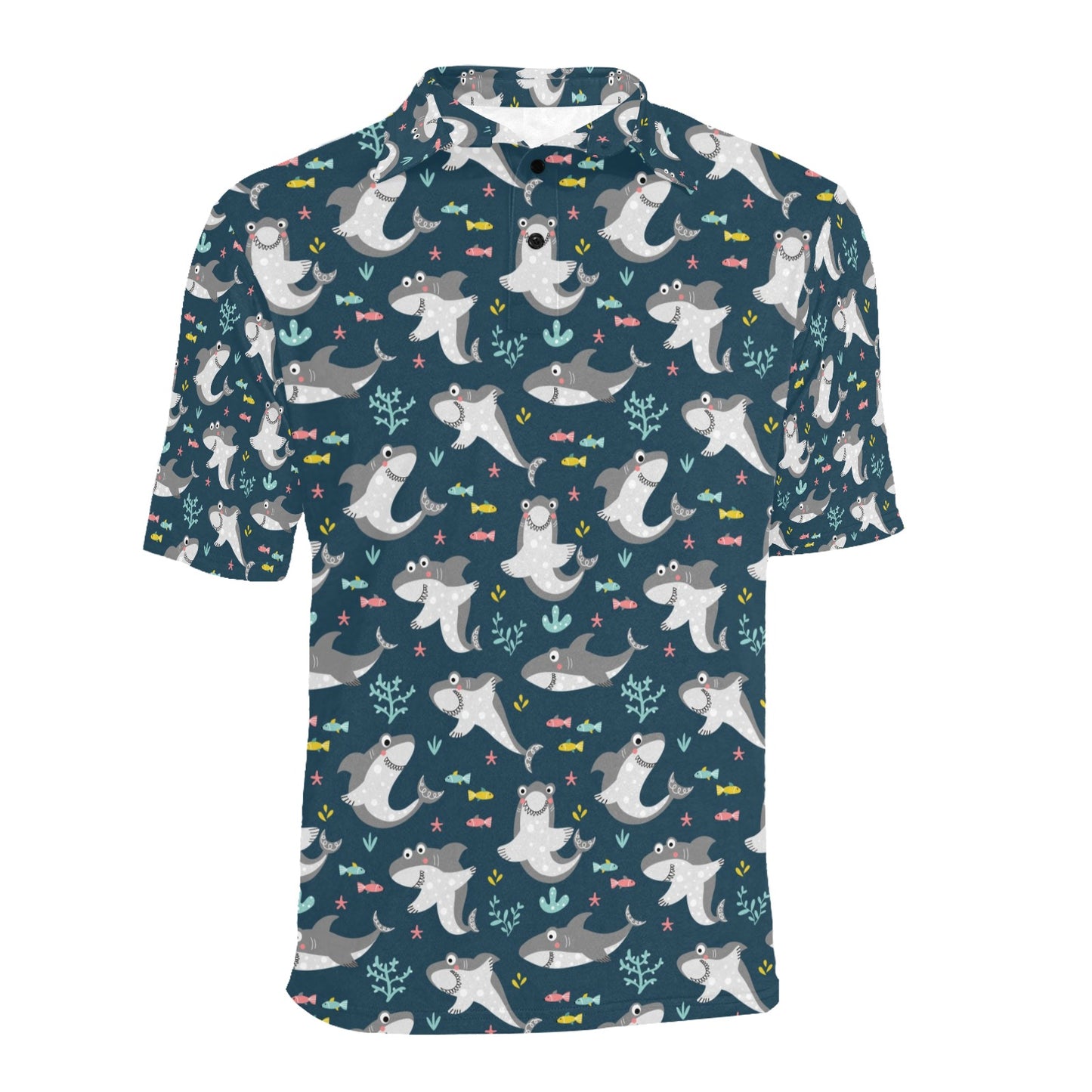 Shark Print Design LKS307 Men Polo Shirt