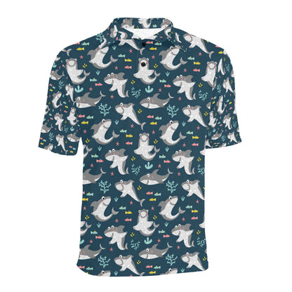 Shark Print Design LKS307 Men Polo Shirt