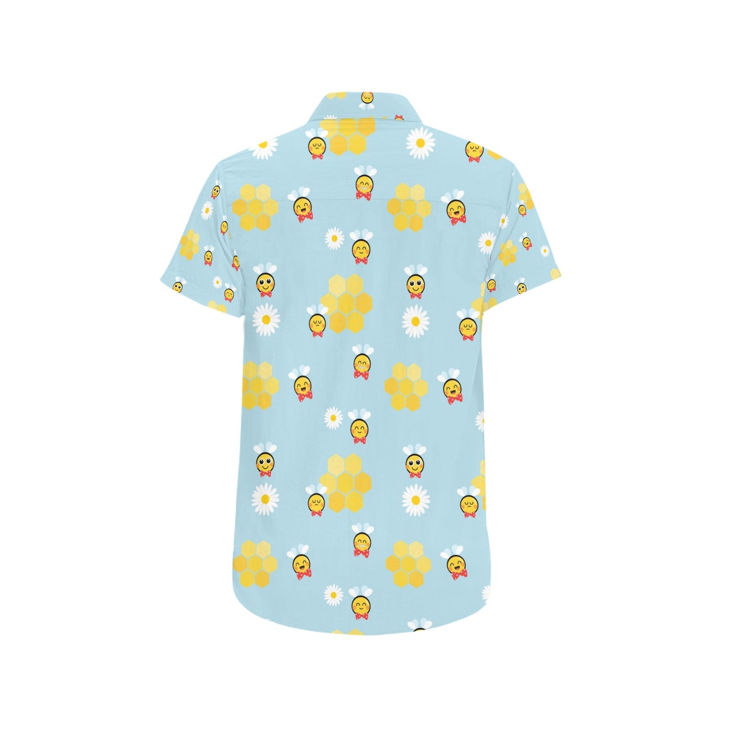 Bee Cute Print Design LKS304 Men Short Sleeve Button Up Shirt