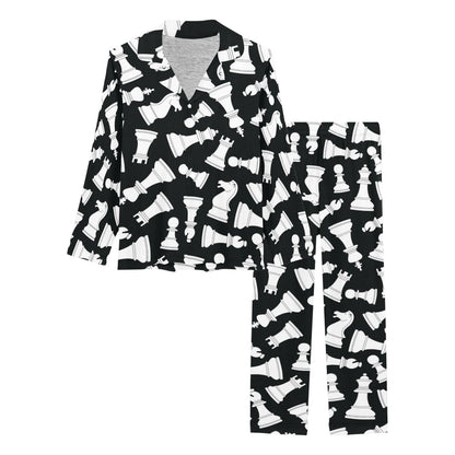 Chess Pattern Print Design 01 Women's Long Pajama Set